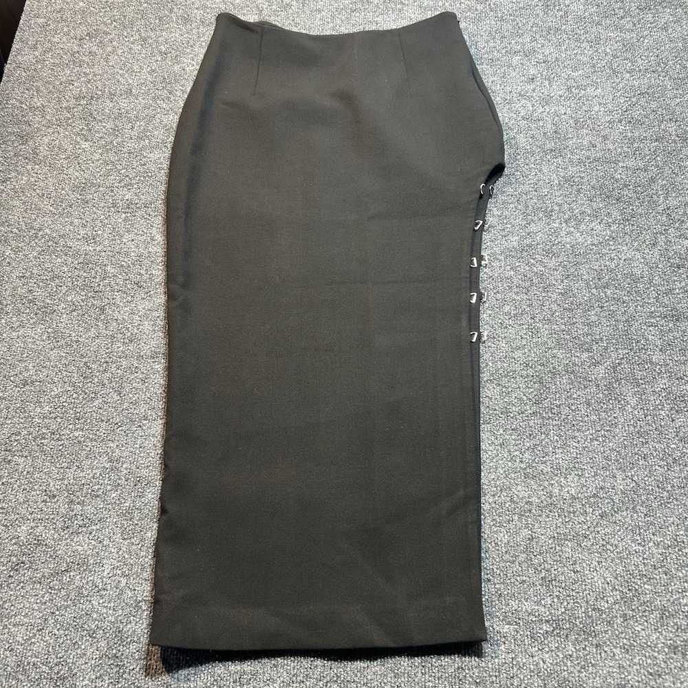 Zara Midi Pencil Skirt Size Medium Silver Metal Eyelets *No String